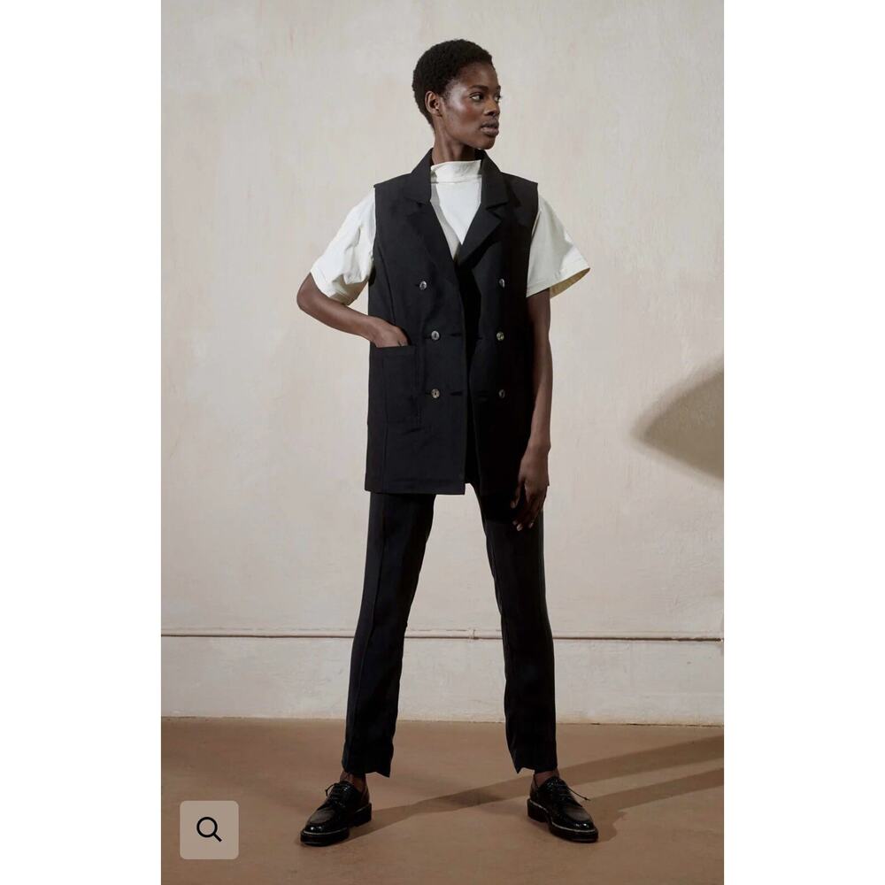 Maria Stanley Asche Waistcoat Canvas Button Vest Organic Cotton Italian Twill M